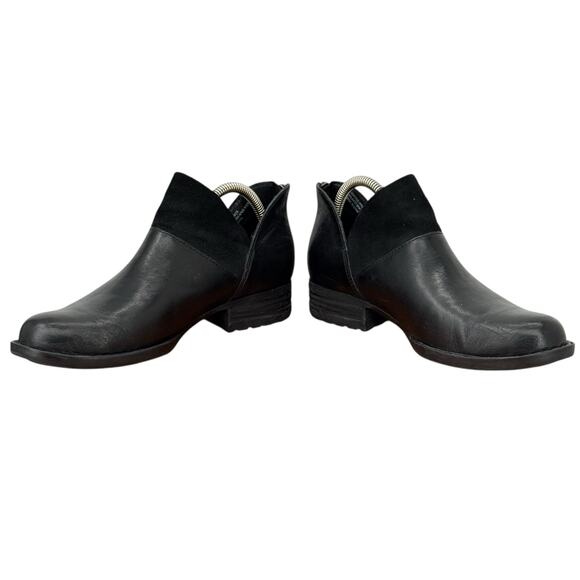 Born Karava Boots Ankle Bootie Black Leather Suede Womens SZ 7 Split Zip Western - Picture 7 of 10